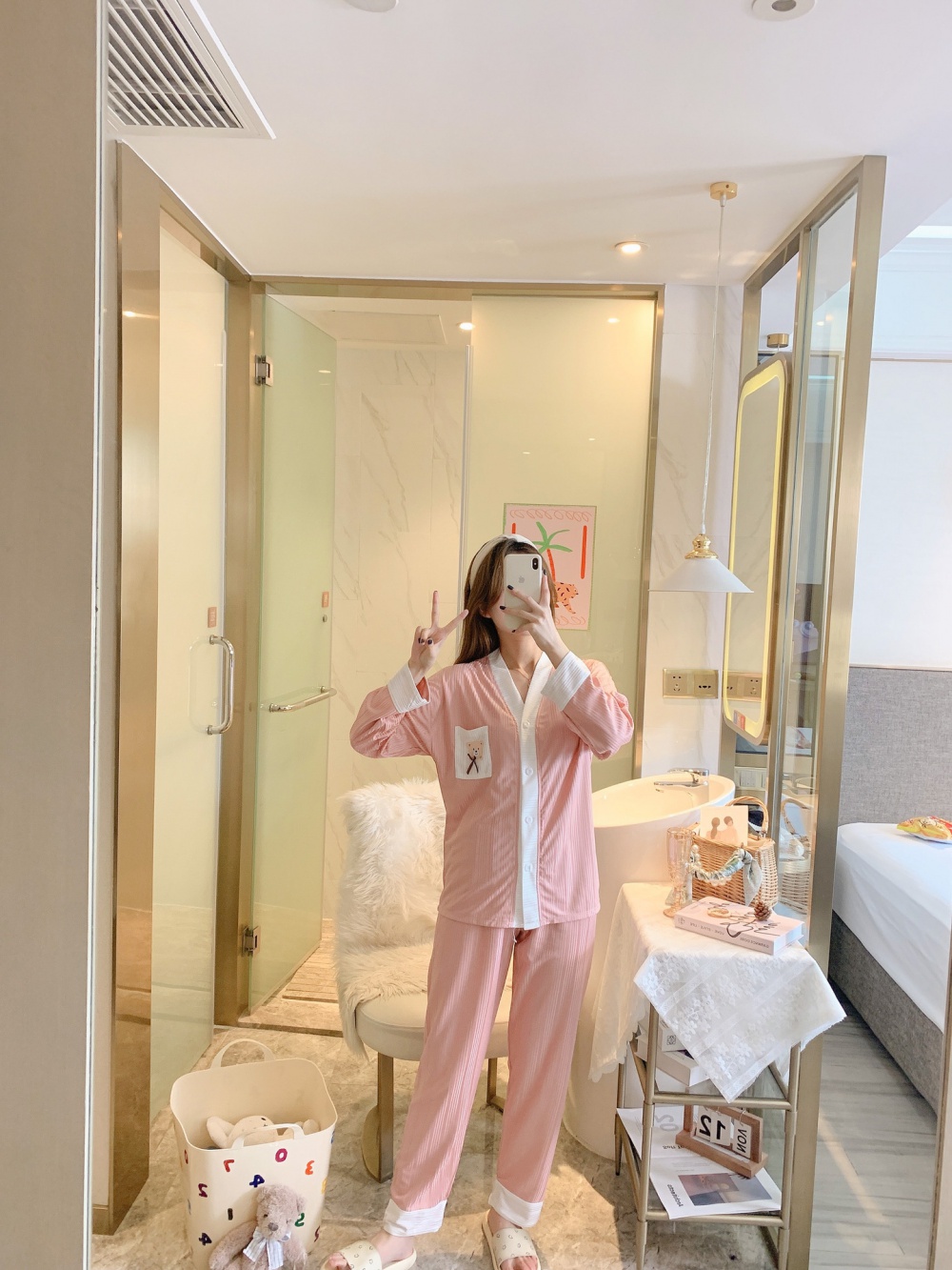 Sweet pajamas spring and autumn cardigan a set for women