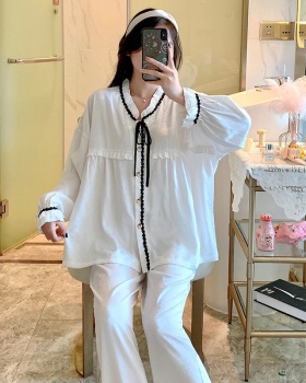 Thin Korean style long pants homewear pajamas 2pcs set for women