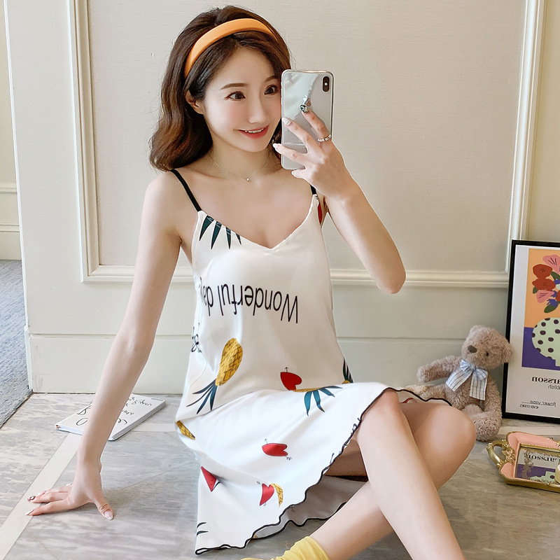 Ice silk summer sexy pajamas sling homewear night dress