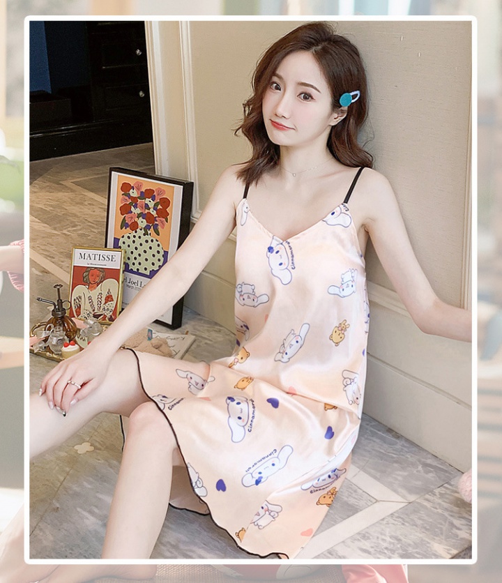 Homewear summer pajamas with chest pad night dress for women