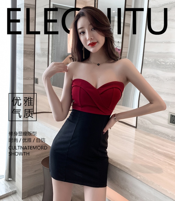 Low-cut tight halter sexy wrapped chest slim dress