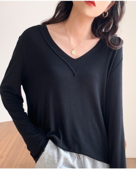 Western style bottoming shirt V-neck T-shirt for women