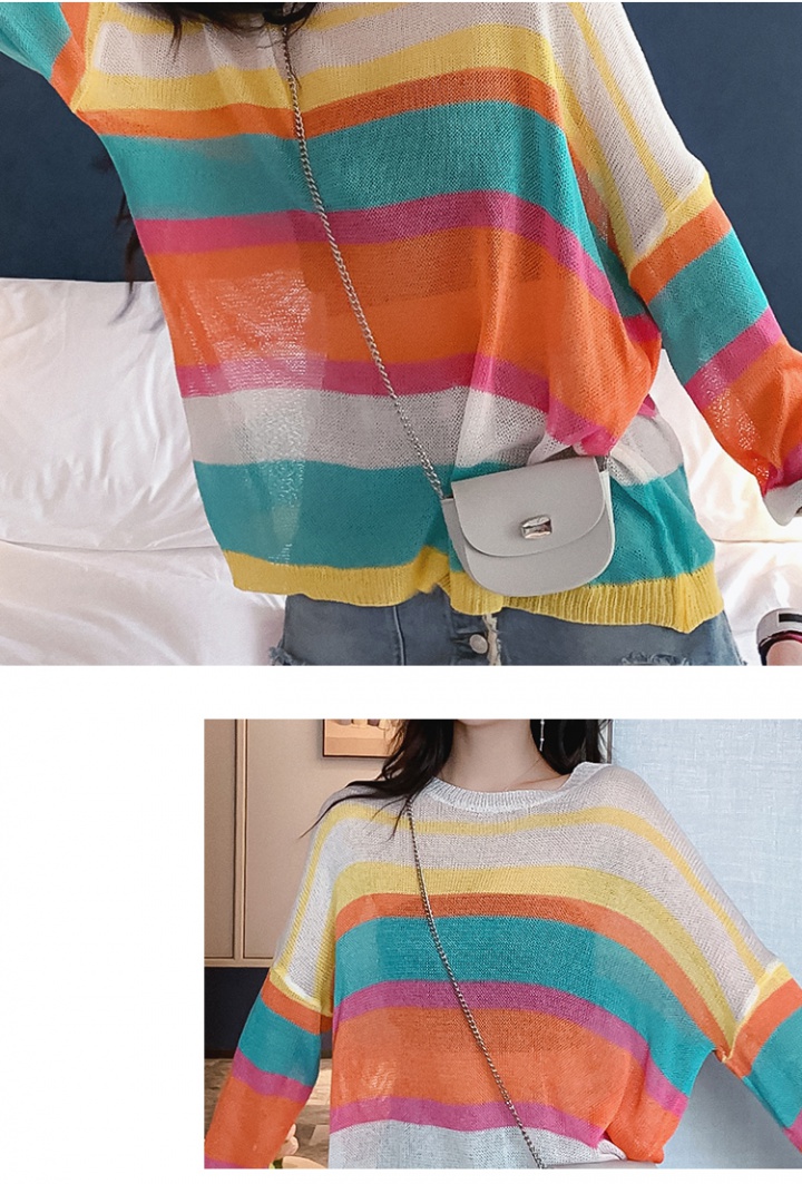 College style colors-bar sweater thin tops for women