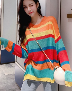 College style colors-bar sweater thin tops for women