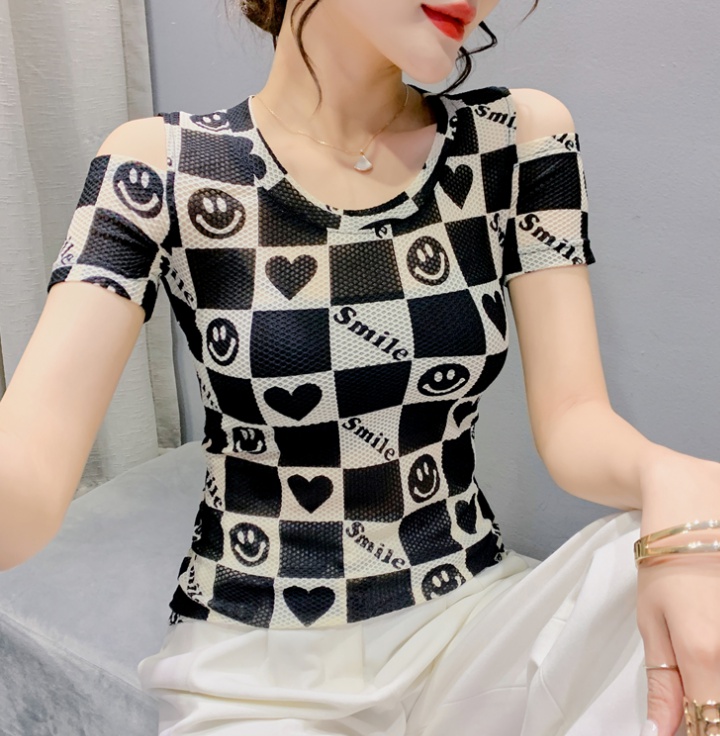 Round neck gauze T-shirt all-match fashion tops for women