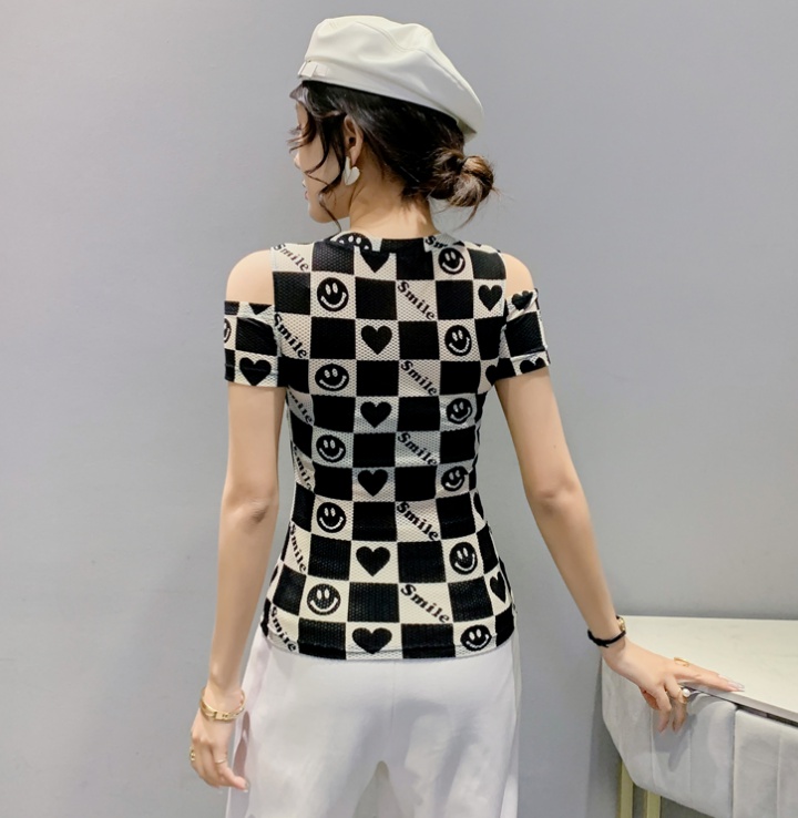 Round neck gauze T-shirt all-match fashion tops for women