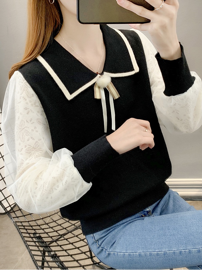 Ice silk chiffon sleeve bottoming shirt thin sweater