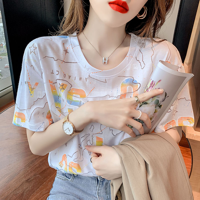 Gauze personality tops fashion cozy T-shirt for women