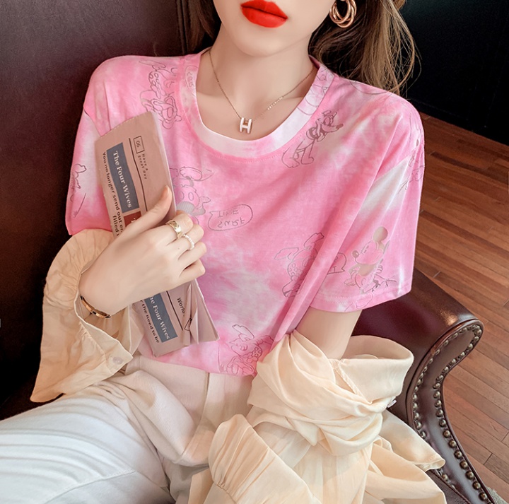 Hollow fashion tops summer personality T-shirt