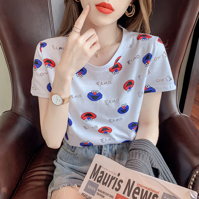 Slim short T-shirt summer short sleeve tops for women