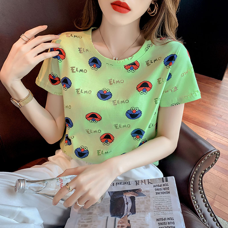 Slim short T-shirt summer short sleeve tops for women