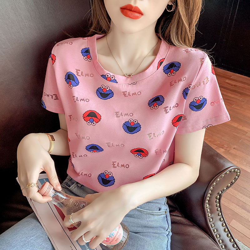 Slim short T-shirt summer short sleeve tops for women