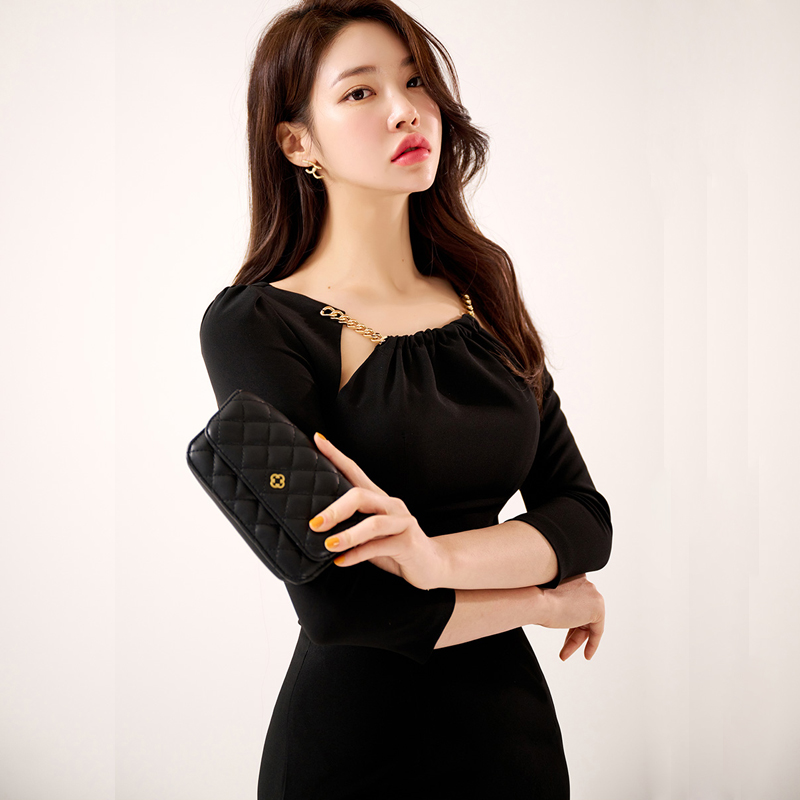 Long profession sexy package hip slim short sleeve dress