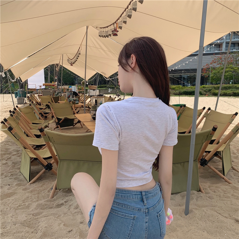 All-match T-shirt round neck bottoming shirt for women