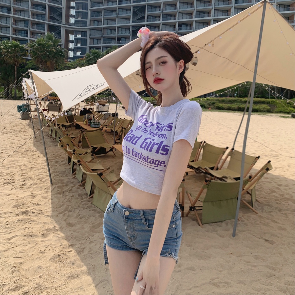 All-match T-shirt round neck bottoming shirt for women