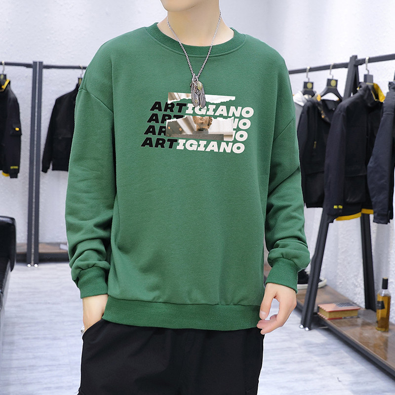 Round neck Korean style youth spring and autumn hoodie for men