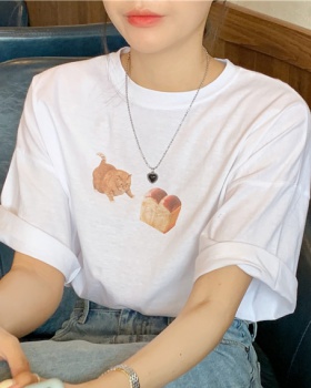 Korean style lovely printing kitty T-shirt