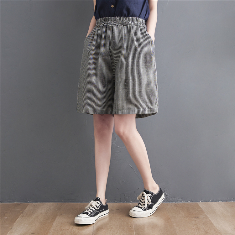 Cotton linen summer shorts fat slim five pants for women