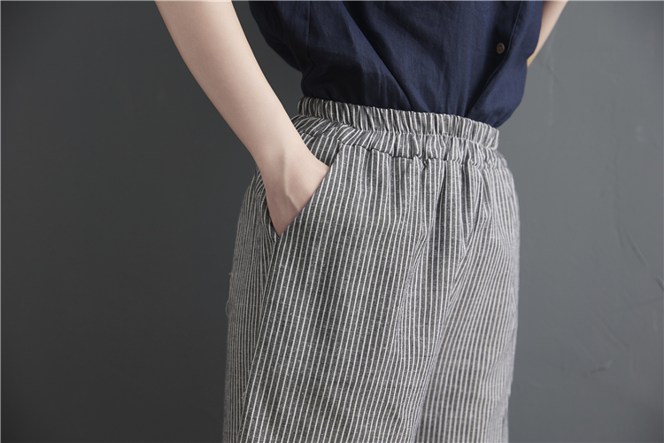Cotton linen summer shorts fat slim five pants for women