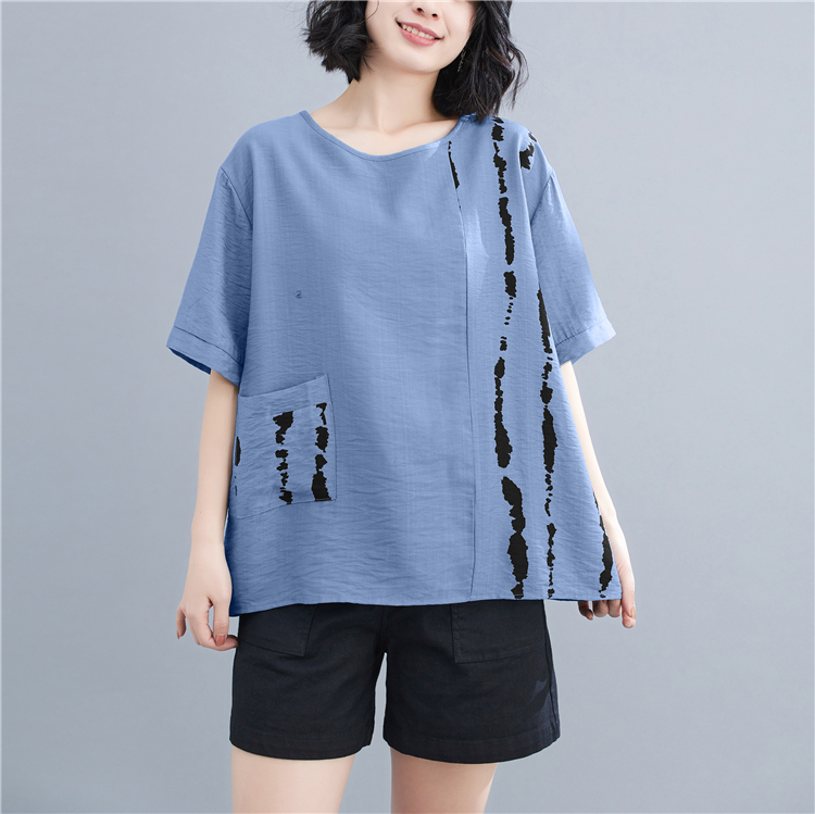 Korean style loose summer Casual large yard slim cotton tops