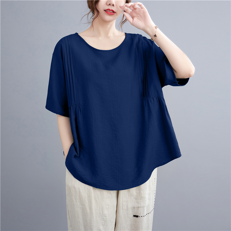 Cotton linen all-match T-shirt short sleeve tops