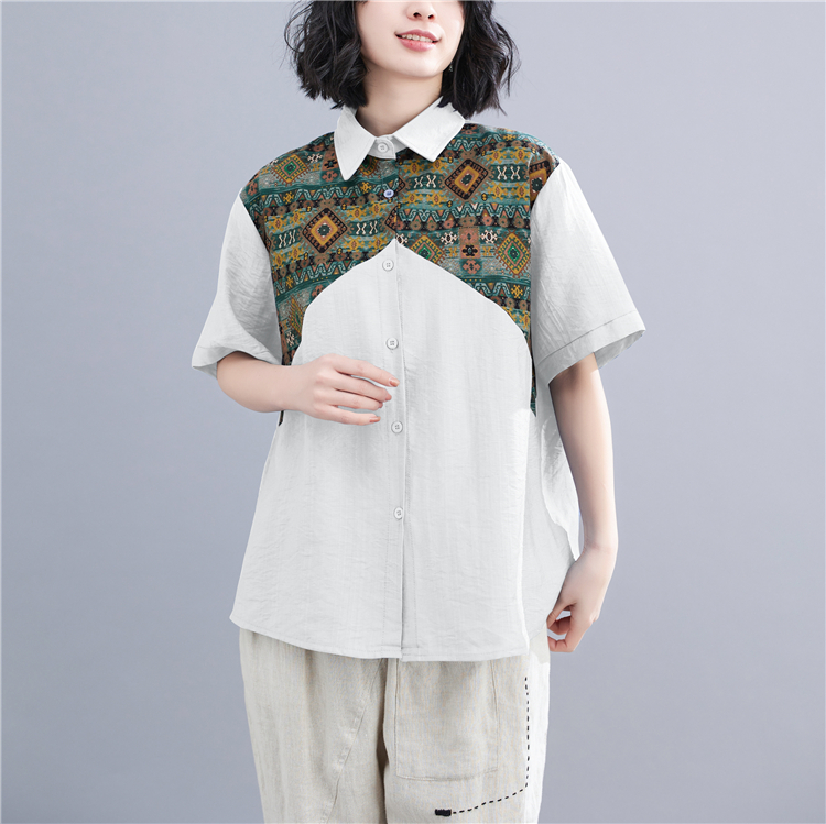 Casual spring and summer tops splice shirt for women