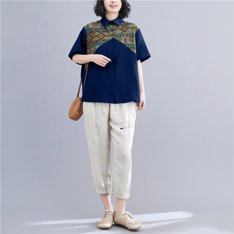 Casual spring and summer tops splice shirt for women