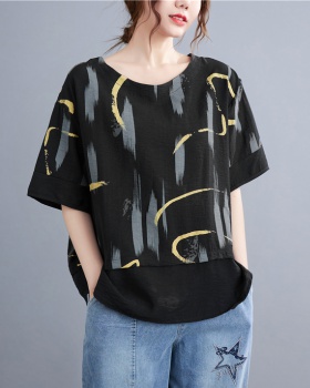 Round neck printing T-shirt fashion tops for women