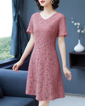 Cover belly summer fat middle-aged lace dress for women