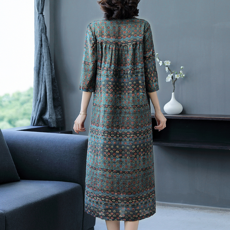 Spring and summer cotton linen Western style dress