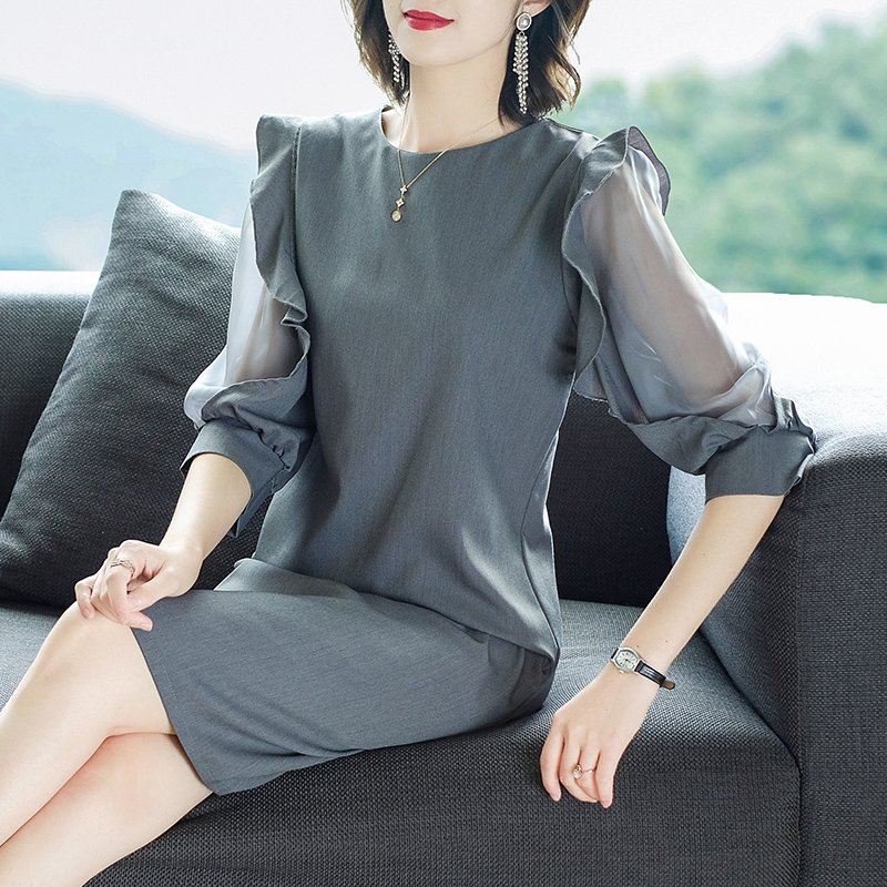 Silk real silk autumn luxurious dress for women