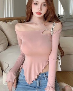 Pink hollow sling bottoming shirt