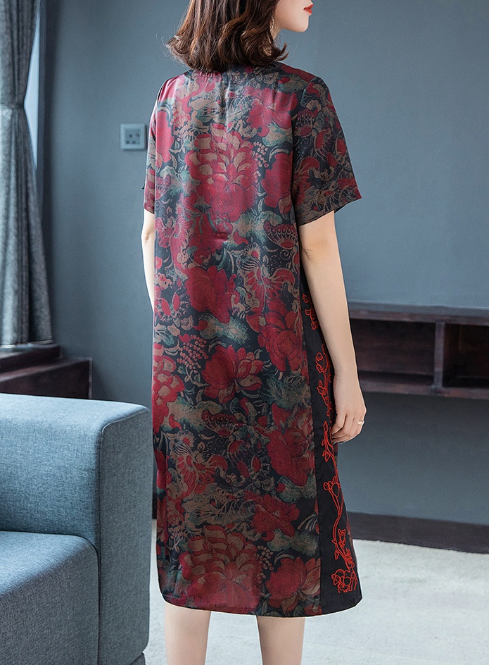 Real silk printing elegant summer dress for women