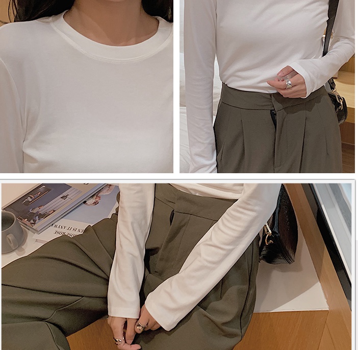 All-match long sleeve tops slim thin T-shirt for women