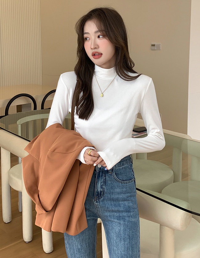 Half high collar Western style bottoming shirt for women