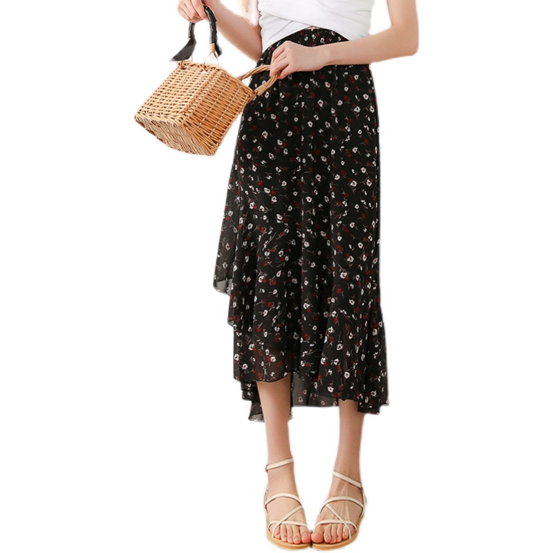 Irregular floral summer skirt