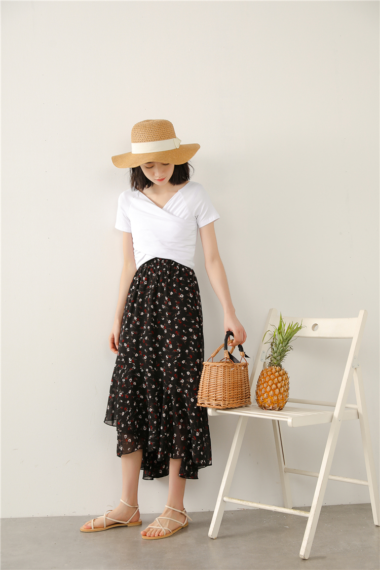 Irregular floral summer skirt