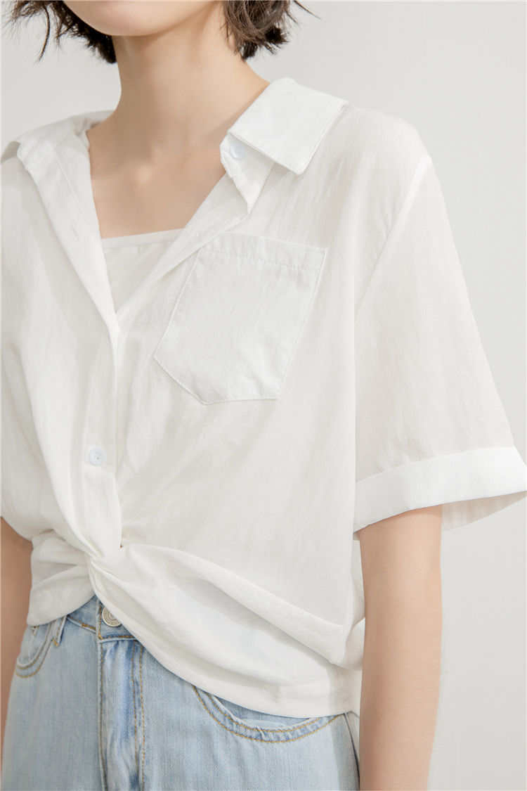 Loose spring and summer shirt short sleeve tops for women