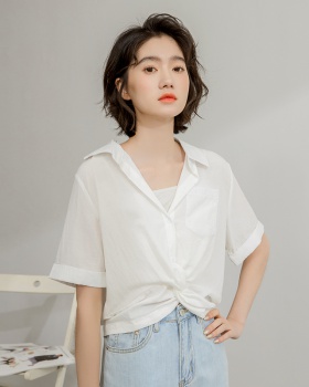 Loose spring and summer shirt short sleeve tops for women