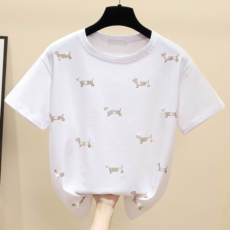 Korean style pure cotton loose short sleeve T-shirt for women