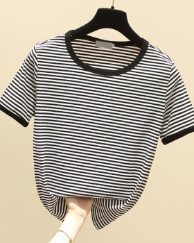 Pure cotton stripe T-shirt inside the ride tops for women