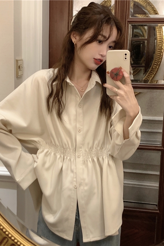 Pinched waist Korean style unique loose shirt for women
