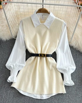 Korean style shirt slim vest 2pcs set for women