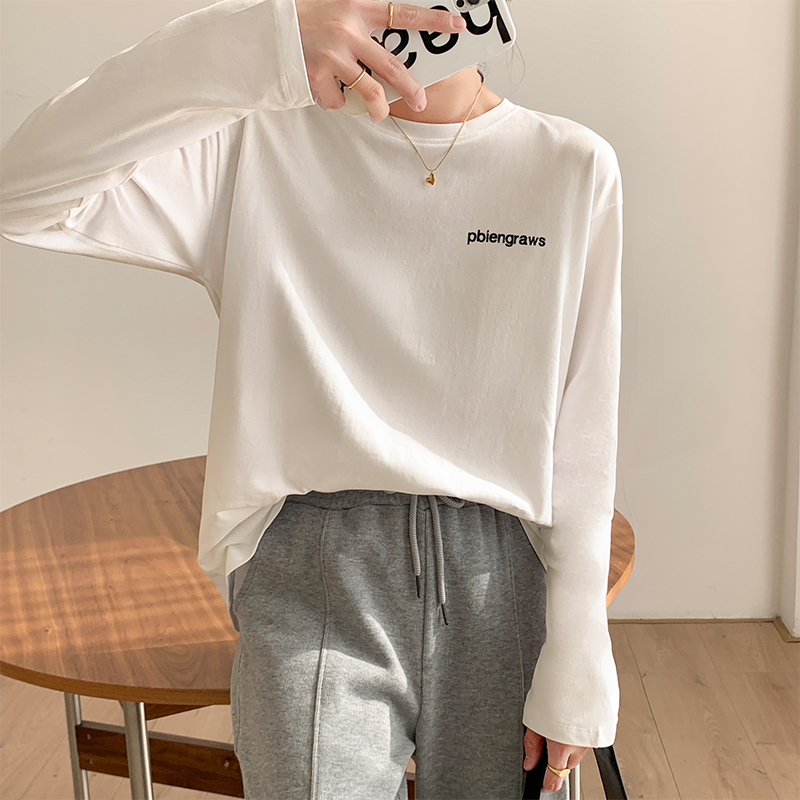 Loose white T-shirt all-match bottoming shirt for women