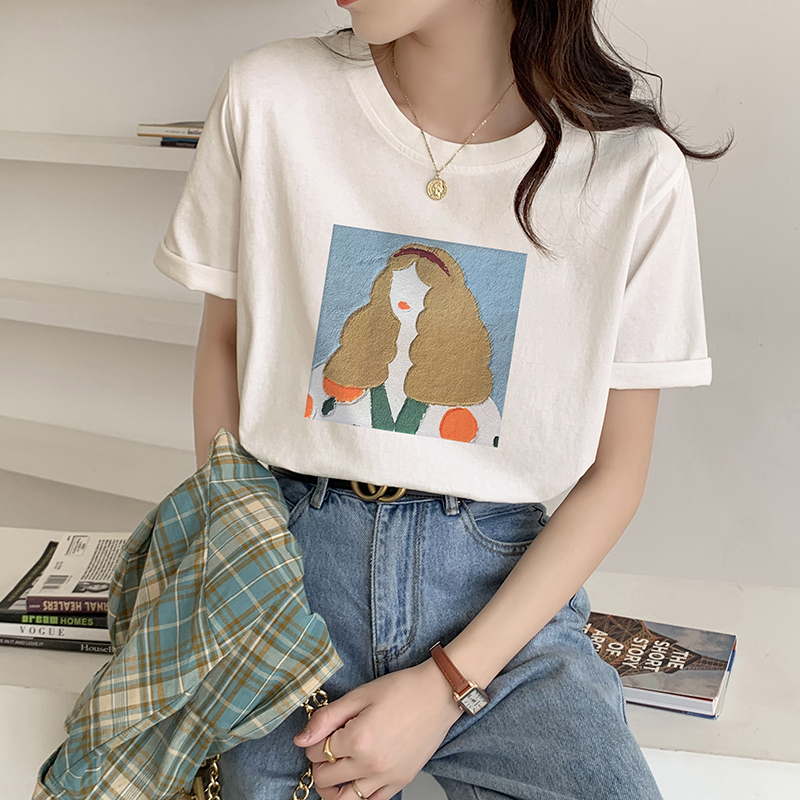 Short sleeve Korean style tops loose summer T-shirt for women