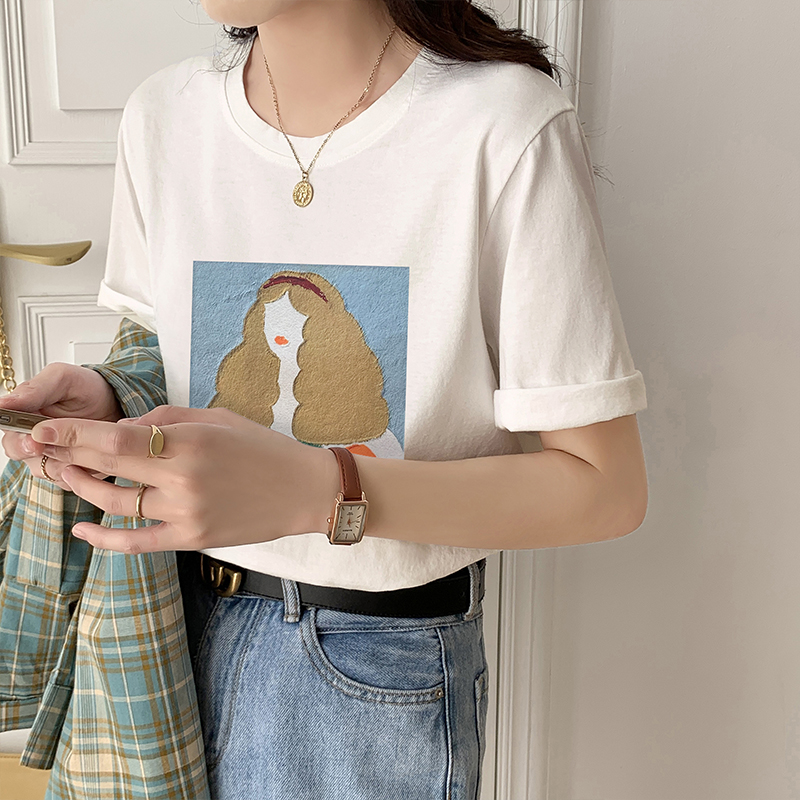 Short sleeve Korean style tops loose summer T-shirt for women
