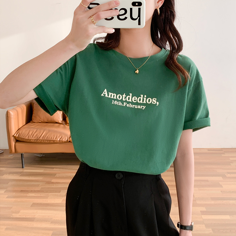 Loose T-shirt letters bottoming shirt for women