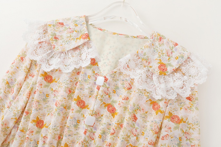 Temperament splice floral doll collar pinched waist slim dress