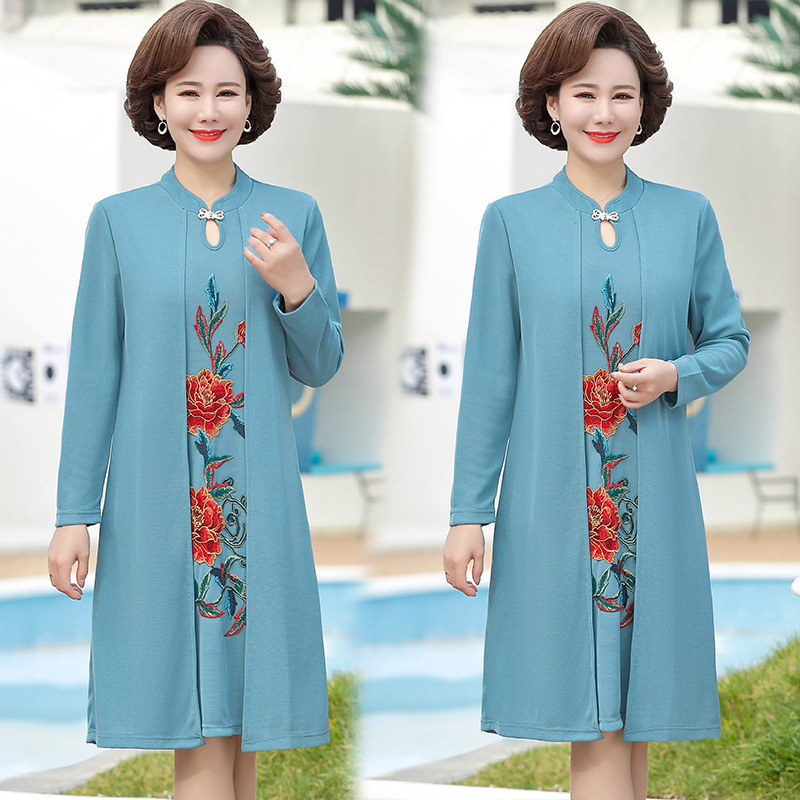 Noble long dress large yard coat 2pcs set for women