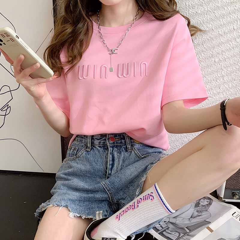 Short sleeve loose tops stereoscopic T-shirt for women